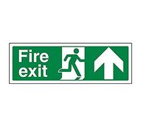 Vsafety 14001AX-R'Fire Exit Arrow Up' Sign, Landscape, 300 mm x 100 mm (Pack of 3)
