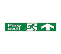 Vsafety 14001BJ-R'Fire Exit Arrow Up' Sign, Landscape, 450 mm x 150 mm (Pack of 3)