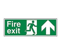 Vsafety 14001BP-S'Fire Exit Arrow Up' Sign, Landscape, 600 mm x 200 mm (Pack of 3)