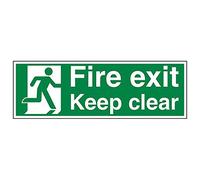 Vsafety 14011BP-S'Fire Exit Keep Clear' Sign, Landscape, 600 mm x 200 mm (Pack of 3)