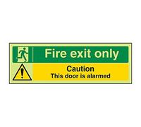 Vsafety 14013AX-G'Fire Exit Only/Door Alarmed' Sign, Landscape, 300 mm x 100 mm (Pack of 3)