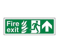Vsafety 14020AX-R'NHS Fire Exit Arrow Up' Sign, Landscape, 300 mm x 100 mm (Pack of 3)