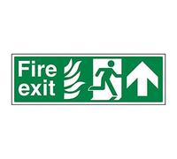 Vsafety 14020BJ-R'NHS Fire Exit Arrow Up' Sign, Landscape, 450 mm x 150 mm (Pack of 3)