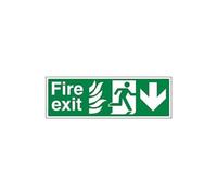Vsafety 14021BJ-R'NHS Fire Exit Arrow Down' Sign, Landscape, 450 mm x 150 mm (Pack of 3)