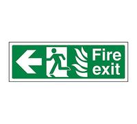 Vsafety 14022AX-S'NHS Fire Exit Arrow Left' Sign, Landscape, 300 mm x 100 mm (Pack of 3)