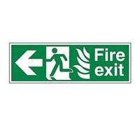 Vsafety 14022BP-S'NHS Fire Exit Arrow Left' Sign, Landscape, 600 mm x 200 mm (Pack of 3)
