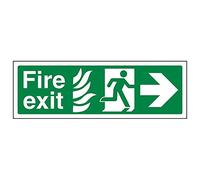 Vsafety 14023AX-R'NHS Fire Exit Arrow Right' Sign, Landscape, 300 mm x 100 mm (Pack of 3)