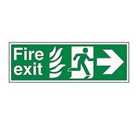 Vsafety 14023BJ-S'NHS Fire Exit Arrow Right' Sign, Landscape, 450 mm x 150 mm (Pack of 3)