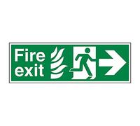 Vsafety 14023BP-R'NHS Fire Exit Arrow Right' Sign, Landscape, 600 mm x 200 mm (Pack of 3)