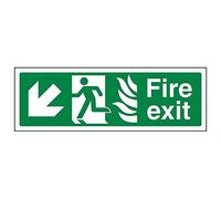 Vsafety 14024AX-R'NHS Fire Exit Arrow Down Left' Sign, Landscape, 300 mm x 100 mm (Pack of 3)