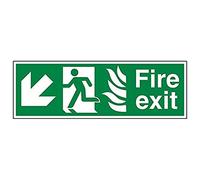 Vsafety 14024BP-R'NHS Fire Exit Arrow Down Left' Sign, Landscape, 600 mm x 200 mm (Pack of 3)