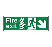 Vsafety 14025BJ-R'NHS Fire Exit Arrow Down Right' Sign, 450 mm x 150 mm (Pack of 3)
