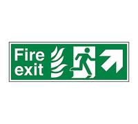 Vsafety 14027BP-S'NHS Fire Exit Arrow Up Right' Sign, Landscape, 600 mm x 200 mm (Pack of 3)