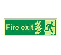 Vsafety 14028BP-G'NHS Final Fire Exit Man Right' Sign, Landscape, 600 mm x 200 mm (Pack of 3)