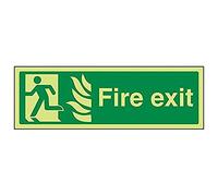 Vsafety 14029AX-G'NHS Final Fire Exit Man Left' Sign, Landscape, 300 mm x 100 mm (Pack of 3)