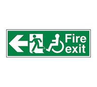 Vsafety 14032BP-R'Wheel Chair Fire Exit With Text Arrow Left' Sign, 600 mm x 200 mm (Pack of 3)