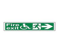 Vsafety 14033AX-S'Wheel Chair Fire Exit/Arrow Right' Sign, 300 mm x 100 mm (Pack of 3)