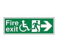 Vsafety 14033BJ-R'Wheel Chair Fire Exit with Arrow Right' Sign, 450 mm x 150 mm (Pack of 3)