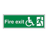 Vsafety 14034BP-R'Wheel Chair Final Fire Exit Text Man Right' Sign, 600 mm x 200 mm (Pack of 3)