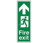 Vsafety 14037AP-R'Fire Exit Arrow Up' Sign, Portrait, 150 mm x 450 mm (Pack of 3)