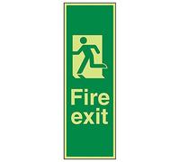 Vsafety 14046AV-G'Final Fire Exit Man Left' Sign, Portrait, 200 mm x 600 mm (Pack of 3)