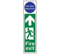 Vsafety 15002AD-S'Fire Exit Man Left/Fire Door Keep Shut' Sign, 75 mm x 300 mm (Pack of 3)