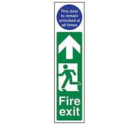 Vsafety 15004AD-S'Fire Exit Man Left/Door Remain Unlocked' Sign, 75 mm x 300 mm (Pack of 3)