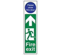 Vsafety 15006AD-R'Fire Exit Man Left/Please Close Door' Sign, 75 mm x 300 mm (Pack of 3)