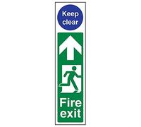 Vsafety 15007AD-S'Fire Exit Door Plate Man Right/Keep Clear' Sign, 75 mm x 300 mm (Pack of 3)