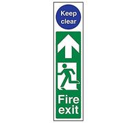 Vsafety 15008AD-R'Fire Exit Door Plate Man Left/Keep Clear' Sign, 75 mm x 300 mm (Pack of 3)
