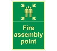 Vsafety 17015BH-G'Fire Assembly Point With Family' Sign, 400 mm x 600 mm (Pack of 3)