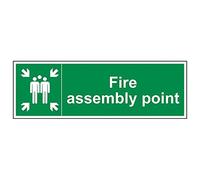 Vsafety 17025BP-R'Fire Assembly Point' Sign, Landscape, 600 mm x 200 mm (Pack of 3)
