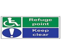 Vsafety 17041BF-S'Refuge Point/Keep Clear' Sign, Landscape, 400 mm x 300 mm (Pack of 3)