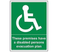 Vsafety 17047BC-R'Disabled Persons Evacuation Plan' Sign, 300 mm x 400 mm (Pack of 3)