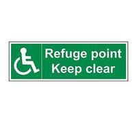 Vsafety 17051BJ-R'Refuge Point Keep Clear' Sign, Landscape, 450 mm x 150 mm (Pack of 3)
