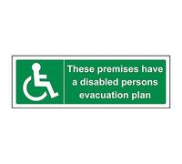 Vsafety 17053AX-R'Premises Have a Disabled Evacuation Plan' Sign, 300 mm x 100 mm (Pack of 3)