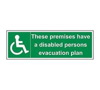 Vsafety 17053BJ-R'Premises Have a Disabled Evacuation Plan' Sign, 450 mm x 150 mm (Pack of 3)