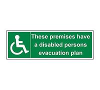 Vsafety 17053BP-S'Premises Have a Disabled Evacuation Plan' Sign, 600 mm x 200 mm (Pack of 3)