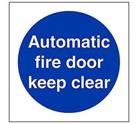 Vsafety 18002AE-R'Automatic Fire Door Keep Clear' Sign, Square, 80 mm x 80 mm (Pack of 3)