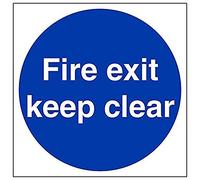 Vsafety 18003BB-R'Fire Exit Keep Clear' Sign, Square, 300 mm x 300 mm (Pack of 3)