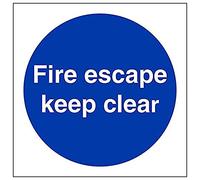 Vsafety 18004AF-R'Fire Escape Keep Clear' Sign, Square, 100 mm x 100 mm (Pack of 3)