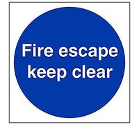 Vsafety 18004AM-S'Fire Escape Keep Clear' Sign, Square, 150 mm x 150 mm (Pack of 3)