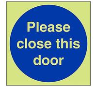 Vsafety 18009AM-G'Please Close This Door' Sign, Square, 150 mm x 150 mm (Pack of 3)