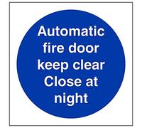 Vsafety 18014AF-R "Automatic Fire Door Keep Clear/Close…" Sign, 100 mm x 100 mm (Pack of 3)