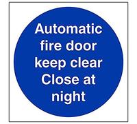 Vsafety 18014AM-S "Automatic Fire Door Keep Clear/Close…" Sign, 150 mm x 150 mm (Pack of 3)