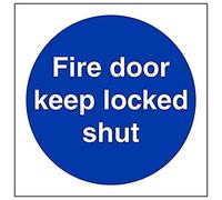 Vsafety 18015AF-S'Fire Door Keep Locked Shut' Sign, Square, 100 mm x 100 mm (Pack of 3)