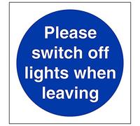 Vsafety 18022AF-R'Please Switch Off Lights When Leaving' Sign, 100 mm x 100 mm (Pack of 3)
