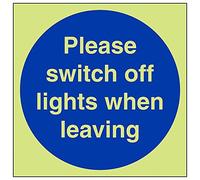 Vsafety 18022AM-G'Please Switch Off Lights When Leaving' Sign, 150 mm x 150 mm (Pack of 3)