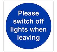 Vsafety 18022AM-S'Please Switch Off Lights When Leaving' Sign, 150 mm x 150 mm (Pack of 3)