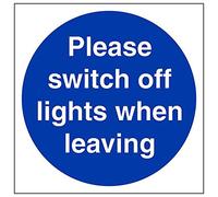 Vsafety 18022AT-R'Please Switch Off Lights When Leaving' Sign, 200 mm x 200 mm (Pack of 3)